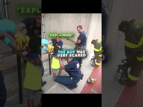 Firefighters Rescue a Terrified Boy Stuck in a Handrail! 🚒❤️ | Heartwarming Rescue #shorts #story