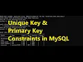 Unique Key Primary Key Constraint in MySQL