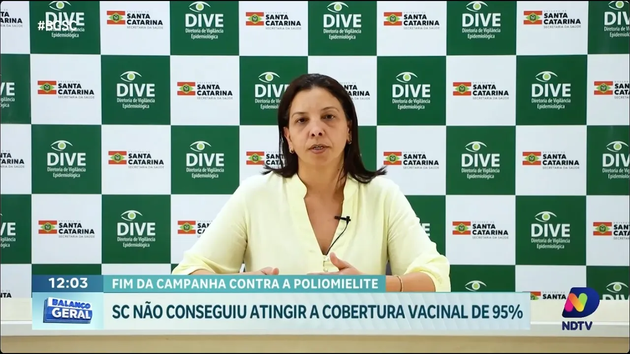 Campanha de vacinação contra poliomielite termina sem atingir meta em SC