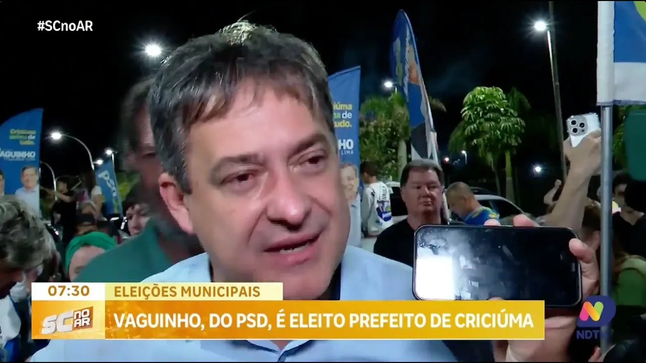 Eleições municipais: Vaguinho do PSD é o novo prefeito de Criciúma