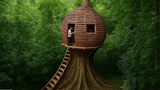 Solo Bushcraft In The Rainforest Building A Safe Shelter With Vines On Ancient Trees 