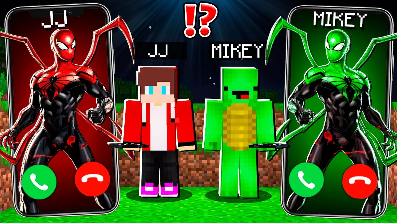 JJ Creepy Spider Man vs Mikey Spider Man CALLING at NIGHT to MIKEY and JJ ! - in Minecraft Maizen