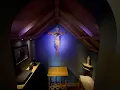 Convert space under stairs into Chapel with Cathedral Ceiling