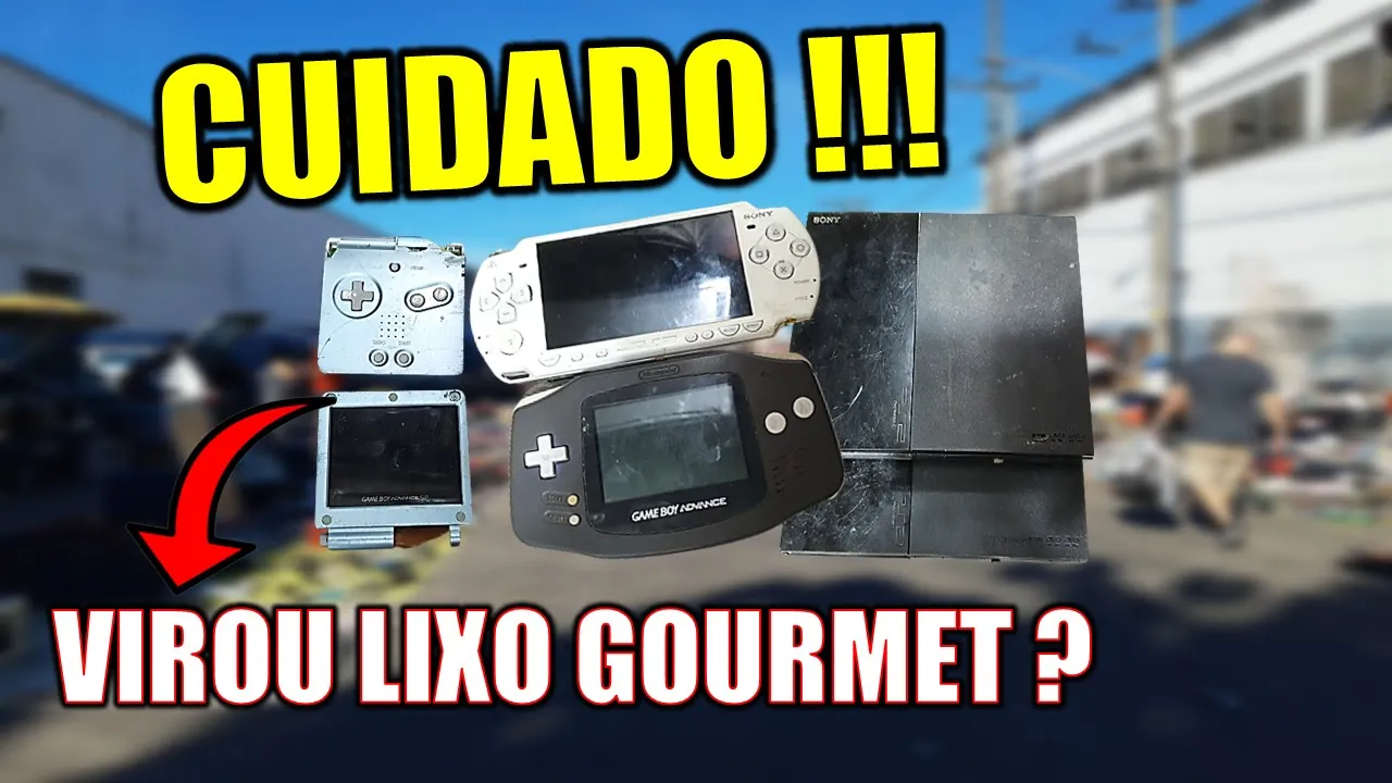 CAÇADA GAMER SÓ LIXO GOURMETIZADO PSP BRANCO GAME BOY SP GAME BOY ADVANCE PS2  NA FEIRA DO ROLO