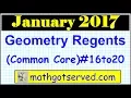 January 2017 Geometry 16 to 20 NYS Regents Exam Common Core Solutions Worked Out Steps