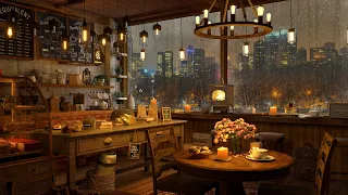 A Rainy Day In 4K Cozy Coffee Shop Background Instrumental To Relax Study Work 