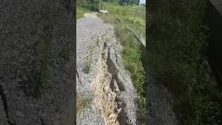 Local hillside collapsing after an old mine fire blocking access to residences