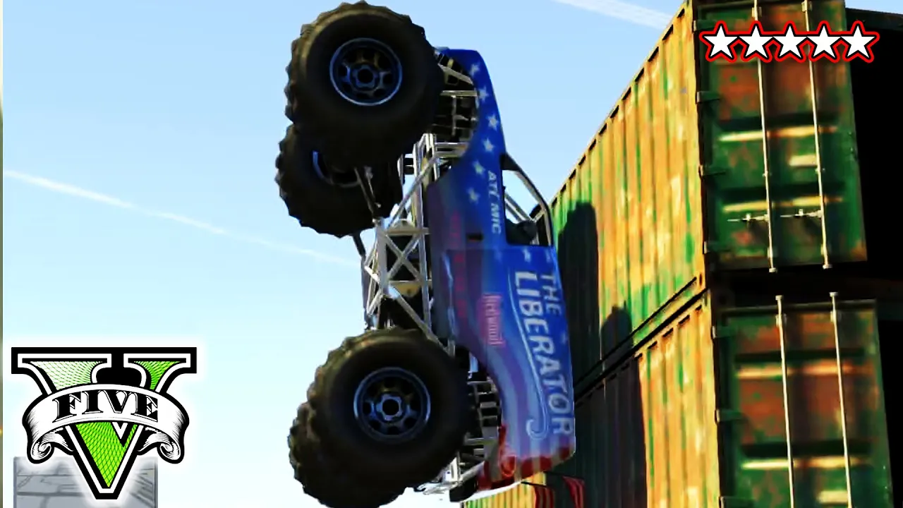 GTA 5 Wiggle Wiggle Wiggle! | DRIVING MONSTER TRUCKS UP BUILDINGS | GTA Online Crazy Stunts