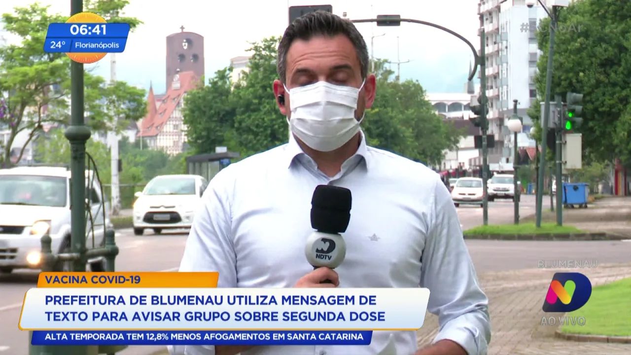 Coronavírus: prefeitura de Blumenau utiliza mensagem de texto para avisar grupo sobre segunda dose
