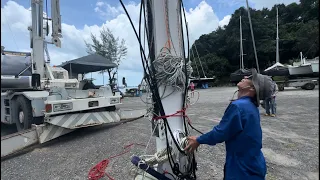 Replacing the forestay wire and stepping the mast with Rolly Tasker rigging serves in Phuket