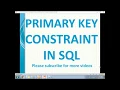 Primary Key Constraint in SQL SQL Primary Key