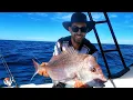 FIRST PINK SNAPPER ON MY RESTORED VOYAGER BOAT SNAPPING FISHING ROD ON A BIG