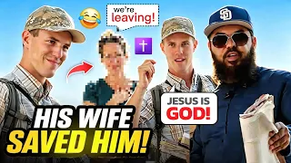 😂✝️🔥FUNNY DEBATE‼️Christian Preacher Gets Cornered, Then His Wife Intervened! (MUST WATCH)