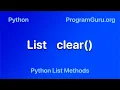 Python List clear Method - Syntax Examples