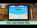 YOU Can Draw This BEACH in PROCREATE easy landscape drawing tutorial