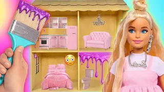 ¡Hice una CASA para BARBIE desde 0! La pinté, amueblé y decoré. 