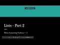 Intro to Python - Indexing and Slicing Lists