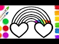 Drawing and Coloring Rainbow heart easy acrylic painting