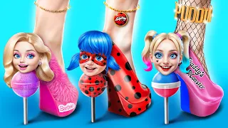 Como Levar Lanches Escondidos para os Filmes! Harley Quinn vs LadyBug vs Spider Man