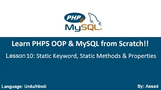 PHP OOP MySQLi Lesson 10 Static Keyword Static Methods Properties