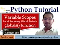 Python Tutorial for Beginners Variable scopes and globals function
