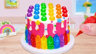 🌈 Yummy Rainbow Cake Recipe 🎂 Satisfying Miniature Cake Decorating | Sweet Baking