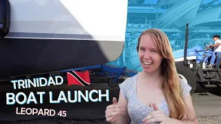 Trinidad shipyard LAUNCHES 45ft catamaran by TRAILER & TRACTOR! | Power Boats, Trinidad & Tobago