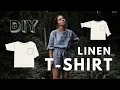 How to sew a simple linen T-shirt Tutorial Pattern DIY boxy linen top The SALTWATER shirt