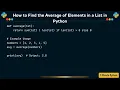 How to Find the Average of Elements in a List in Python
