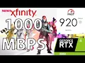 Downloading Fortnite at 1000Mbps on PC Xfinity Gigabit Internet Download Test