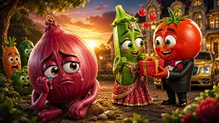 भिंडी ने दिया प्याज को धोखा  | Bhindi, Onion , Tamatar | Emotional Sabji Cartoon Story | 
