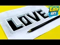 How to Draw 3D lLOVE with depth - Drawing 3D