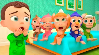 Five Little Monkeys Jumping on the Bed! | Newborn Nursery Rhymes