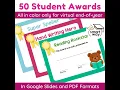 50 Editable Student Award Certificates for End of Year