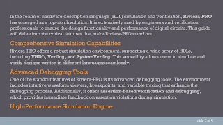 Exploring the Key Features of Riviera-PRO for L Simulation and Verification