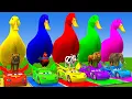 Download Lagu 5 Giant Duck Cartoon,Cow,Elephant,Tiger,Lion,Dinosaur,Paint Wild Animals Crossing Fountain Animation