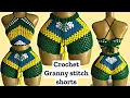 Crochet granny stitch shorts Granny square crochet shorts tutorial