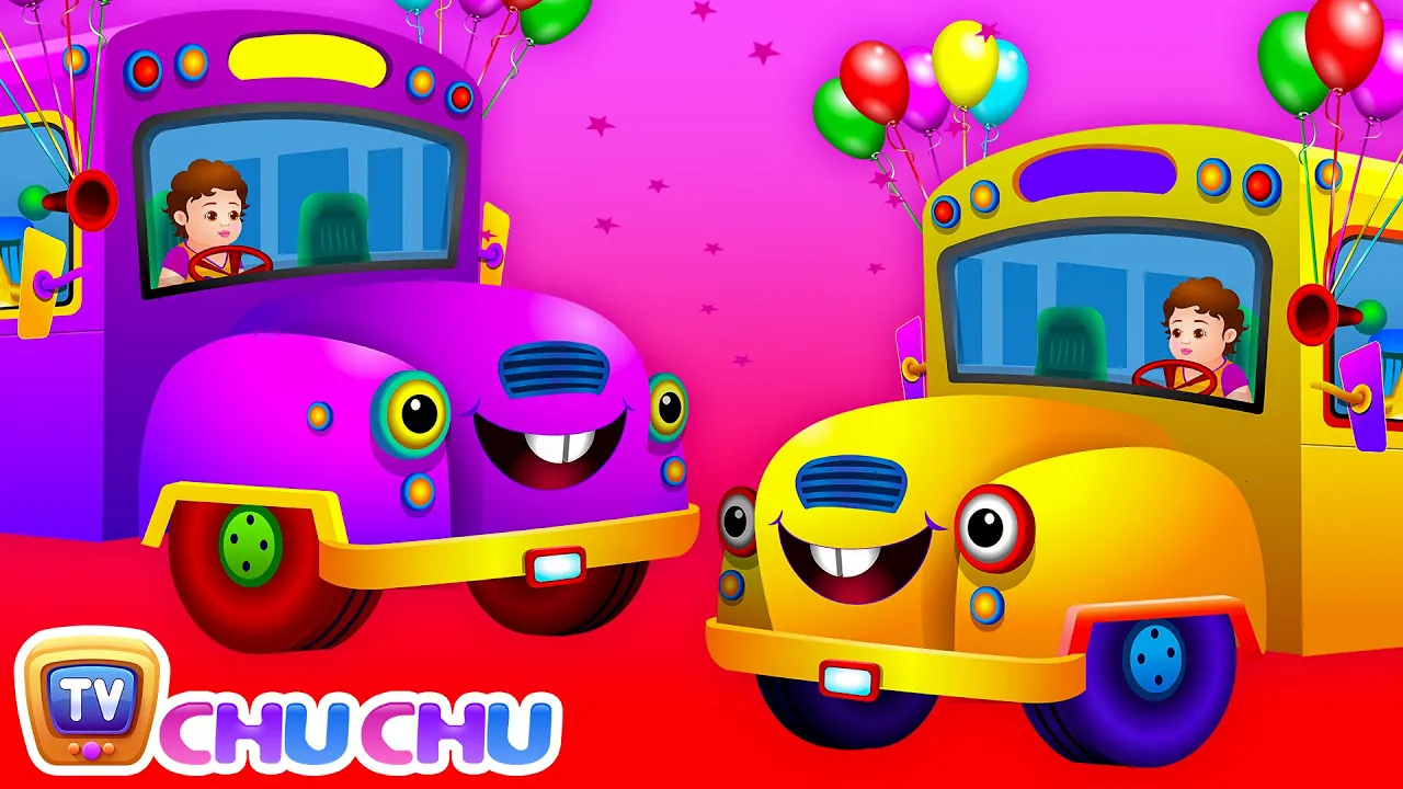 Wheels on the Bus Go Round and Round Rhyme - Popular Nursery Rhymes and Songs for Children