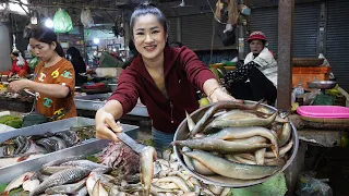 Market show: Buy long fish for cooking | Yummy sour fish soup recipe | Crispy fish cooking