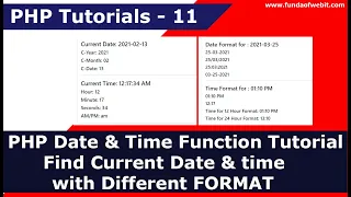 PHP Date Time Function Tutorial Find Current Date time with Different FORMAT PHP Tutorial-11