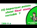 15 Important points about final static variable Interview questions java Siddharth Lecture
