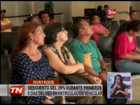 Descuento del 20% durante primeros 5 días del mes en matriculación vehicular