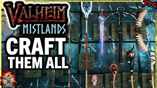VALHEIM Mistland Tips All New Weapons Guide - How To Craft Them And Showcase So Many New Weapons