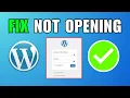 FIX WordPress WP Admin Not Working Opening