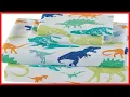 Mk Home 4pc Full Size Sheet Set for Boys Dinosaurs Green Blue Orange White New