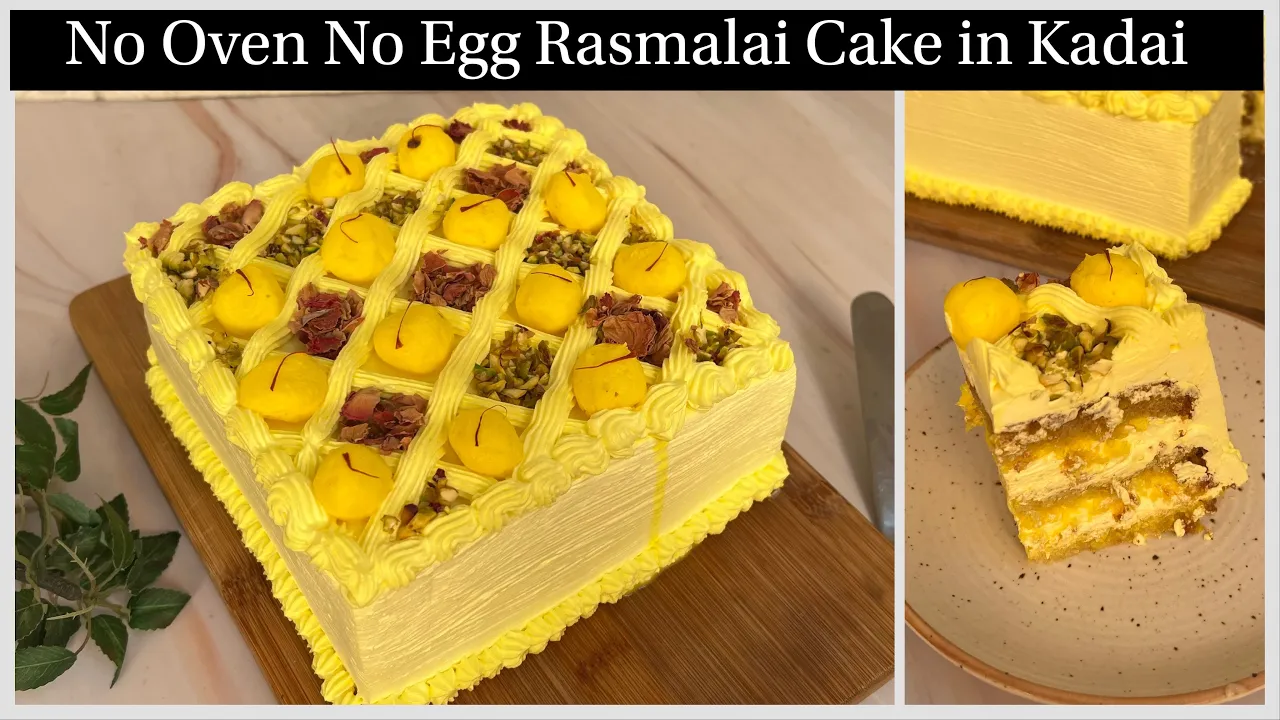 Super Soft Rasmalai Cake In kadai  No Oven, No Eggs, No Milk Powder Malai Cake Recipe   Kulfi cake