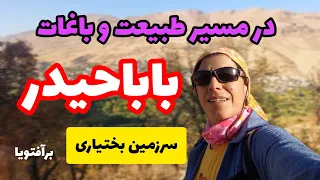 کوهنوردی در باباحیدر سرزمین بختیاری باغات گردو و بادام 