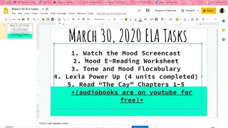 March 30 Mood Ereading Worksheet
