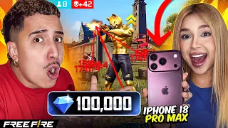 LE REGALO 100.000 DIAMANTES 💎 A MI NOVIA EN SU *NUEVO IPHONE 18 PRO MAX* 📱😱 EN FREE FIRE | MRSTIVEN