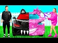 Pink Car vs Black Car Challenge | Funny Situations and Fails by BaRaDa Best